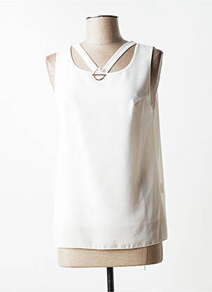 Top col carré sans manche blanc QUATTRO femme