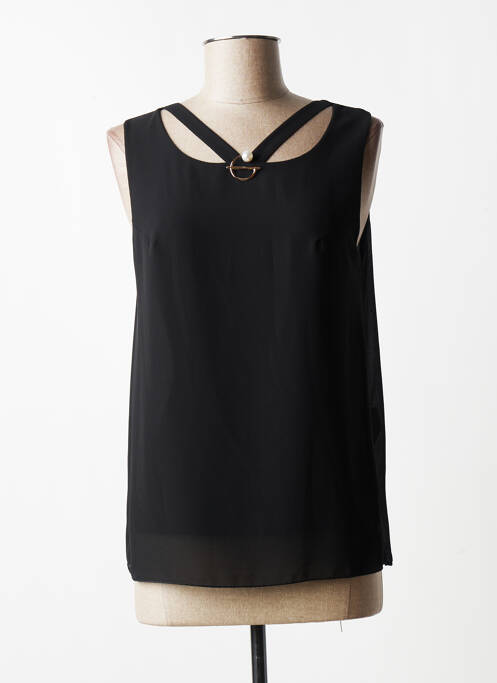 Top col carré sans manche noir QUATTRO femme