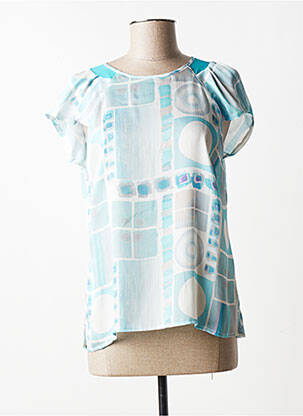 Top imprimé fantaisie manches courtes bleu QUATTRO femme