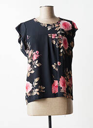 Top coupe fluide manches courtes noir QUATTRO femme