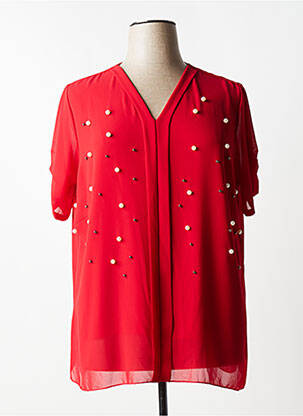 Blouse légère et transparente manches courtes rouge QUATTRO femme