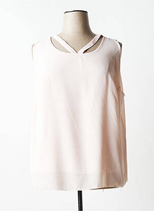 Top col carré sans manche rose QUATTRO femme