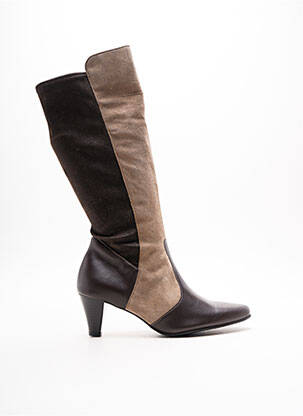 Bottes tissage satiné talon de 4 à 6cm beige OMBELLE femme