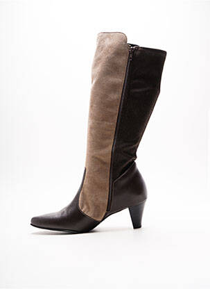 Bottes tissage satiné talon de 4 à 6cm beige OMBELLE femme