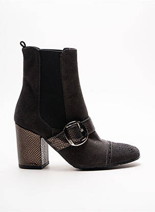 Bottines/boots bout rond talon de 7 à 9cm gris REBECA SANVER femme