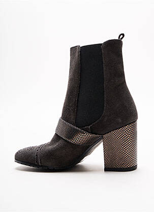 Bottines/boots bout rond talon de 7 à 9cm gris REBECA SANVER femme