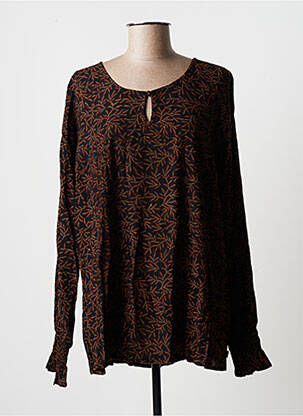 Blouse imprimé fantaisie manches longues noir ZHENZI femme