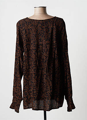 Blouse imprimé fantaisie manches longues noir ZHENZI femme