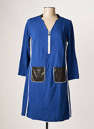 Robe courte manches longues manches longues bleu MALOKA femme