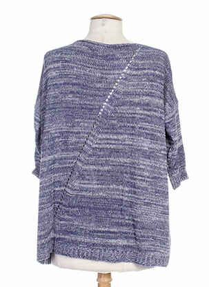 Pull tissage chiné manches 3/4 bleu KARTING femme