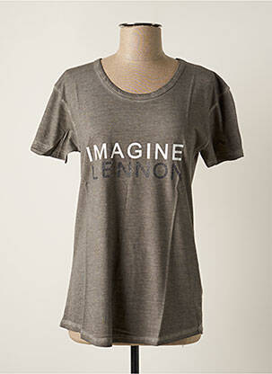 T-shirt sérigraphie floquée manches courtes gris ARTISTS femme