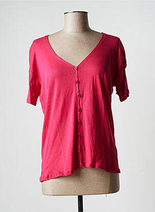 Gilet manches courtes fermeture boutonnée sur le devant rose AMERICAN VINTAGE femme
