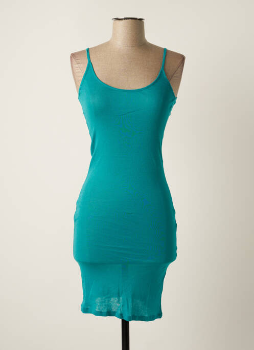 Robe mi-longue col rond fines bretelles bleu AMERICAN VINTAGE femme
