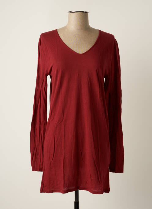 Tunique manches longues col v rouge AMERICAN VINTAGE femme