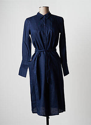 Robe mi-longue tissage crêpe manches longues bleu COMPTOIR DES COTONNIERS femme