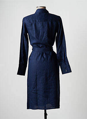 Robe mi-longue tissage crêpe manches longues bleu COMPTOIR DES COTONNIERS femme