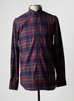 Chemise manches longues imprimé écossais bleu MASSIMO DUTTI homme