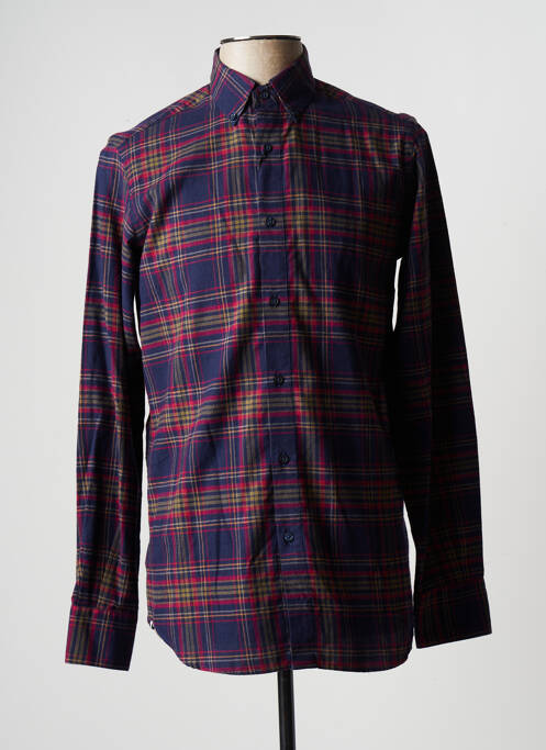 Chemise manches longues imprimé écossais bleu MASSIMO DUTTI homme