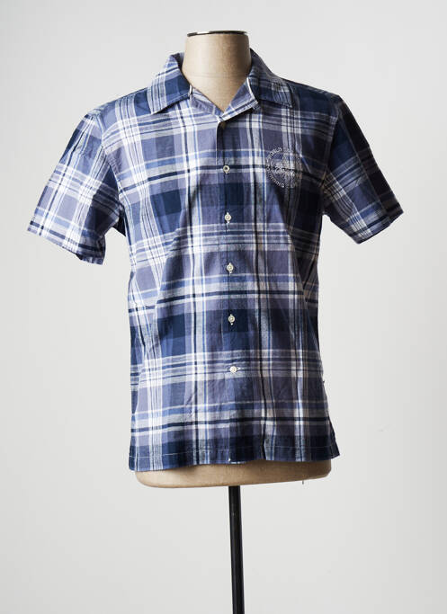 Chemise manches courtes imprimé écossais bleu GAASTRA homme