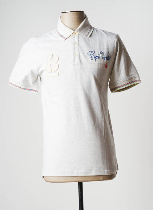 Polo broderie motifs brodés manches courtes gris GAASTRA homme