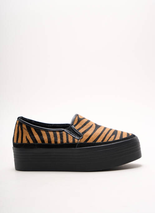 Slip ons tissage satiné talon de 4 à 6cm marron DN.SIXTY SEVEN femme