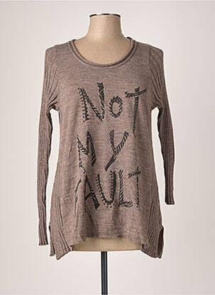 Pull tissage chiné manches longues marron PEPPA LOU femme