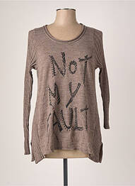 Pull tissage chiné manches longues marron PEPPA LOU femme