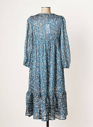 Robe mi-longue imprimé fantaisie manches longues bleu MOLLY BRACKEN femme