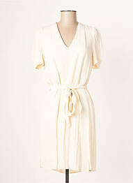 Robe mi-longue tissage crêpe manches courtes beige LPB femme