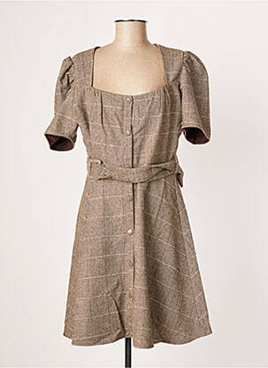 Robe mi-longue manches courtes manches courtes marron MOLLY BRACKEN femme