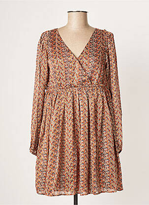 Robe courte coupe évasée manches longues orange MOLLY BRACKEN femme