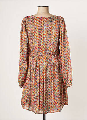 Robe courte coupe évasée manches longues orange MOLLY BRACKEN femme