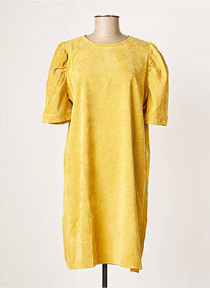 Robe courte fermeture zippée au dos manches courtes jaune MOLLY BRACKEN femme
