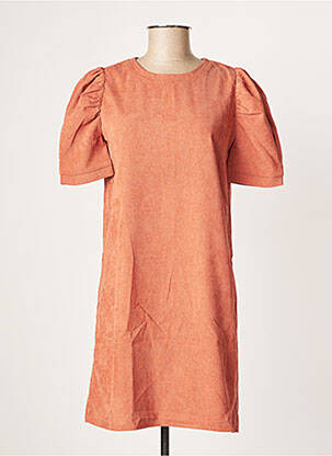 Robe courte fermeture zippée au dos manches courtes orange MOLLY BRACKEN femme