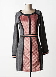 Robe mi-longue imprimé fantaisie manches longues rose SMASH! femme