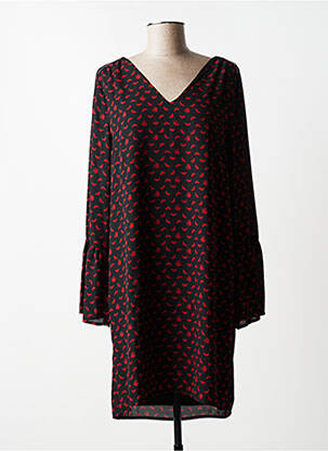 Robe mi-longue coupe fluide manches longues noir LPB femme