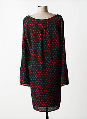 Robe mi-longue coupe fluide manches longues noir LPB femme
