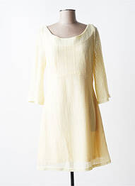 Robe pull maille ajourée manches longues jaune MOLLY BRACKEN femme