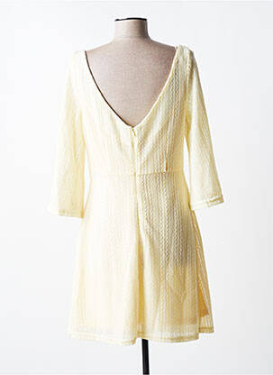 Robe pull maille ajourée manches longues jaune MOLLY BRACKEN femme