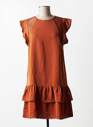 Robe courte manches courtes manches courtes marron LPB femme