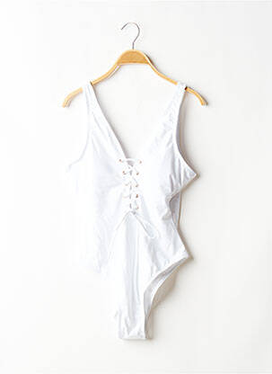 Maillot de bain 1 pièce effet matière satinée haut triangles blanc LE BAIN PAR MOLLY BRACKEN femme