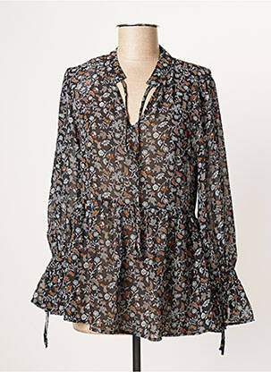 Blouse légère et transparente manches longues noir MOLLY BRACKEN femme