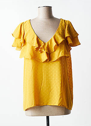 Blouse légère et transparente manches courtes jaune MOLLY BRACKEN femme