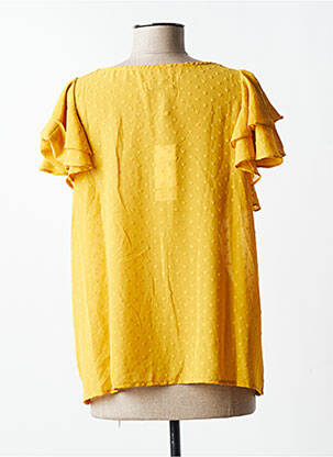Blouse légère et transparente manches courtes jaune MOLLY BRACKEN femme