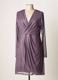 Robe mi-longue imprimé fantaisie manches longues violet SMASH WEAR femme