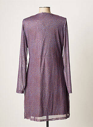 Robe mi-longue imprimé fantaisie manches longues violet SMASH WEAR femme