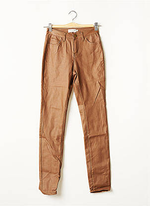 Pantalon slim tissage enduit taille haute marron MOLLY BRACKEN femme
