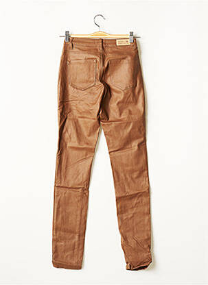 Pantalon slim tissage enduit taille haute marron MOLLY BRACKEN femme