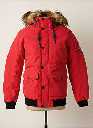 Parka manches longues a capuche rouge JACK & JONES homme
