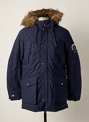 Parka poignets bords-côtes a capuche bleu JACK & JONES homme